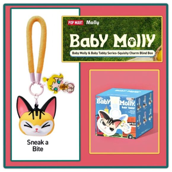 Pop Mart Baby Molly & Baby Tabby Series - Squishy Charm Blind Box - Sneak a Bite - Picture 16 of 16